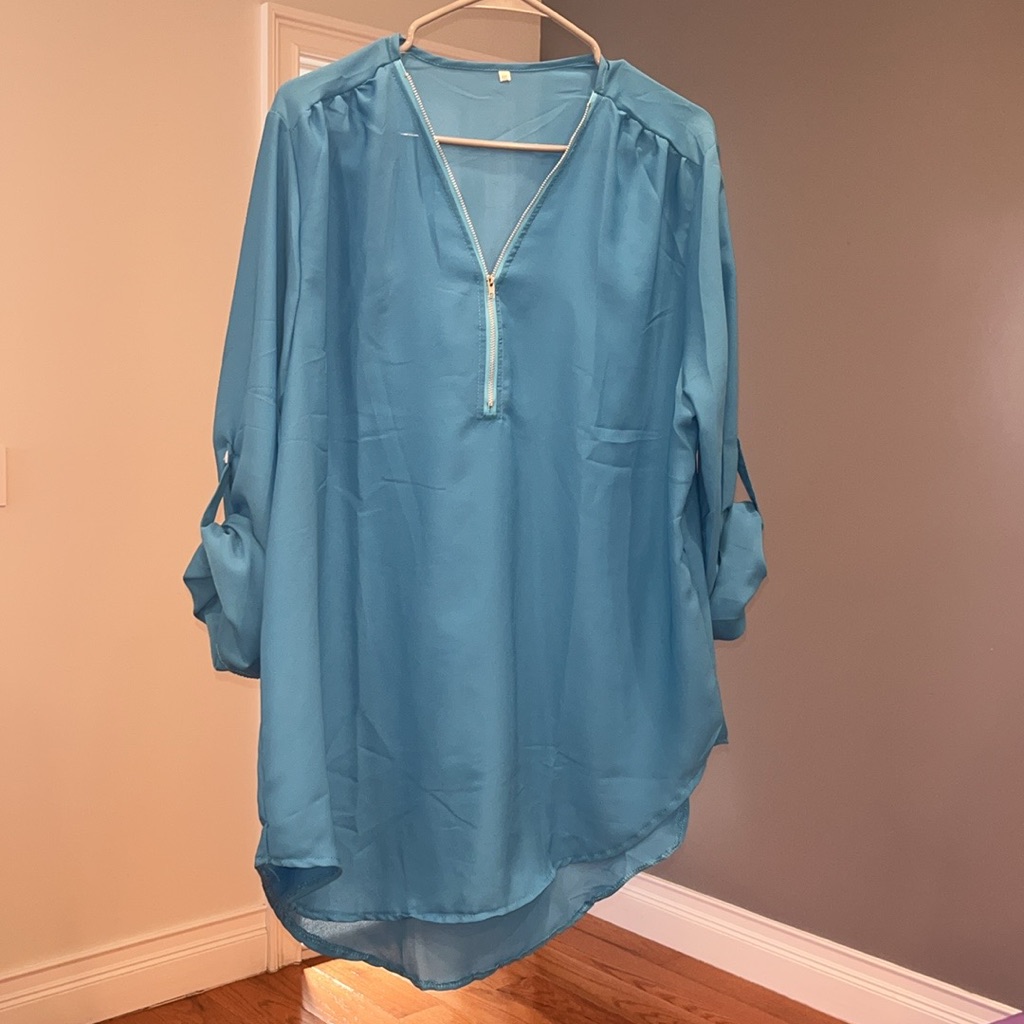 None Brand Blue Top